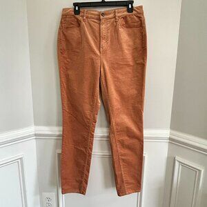 Loft High-Waist Curvy Fit Skinny Leg Corduroy Pants in Rust Color Size 10 Waist